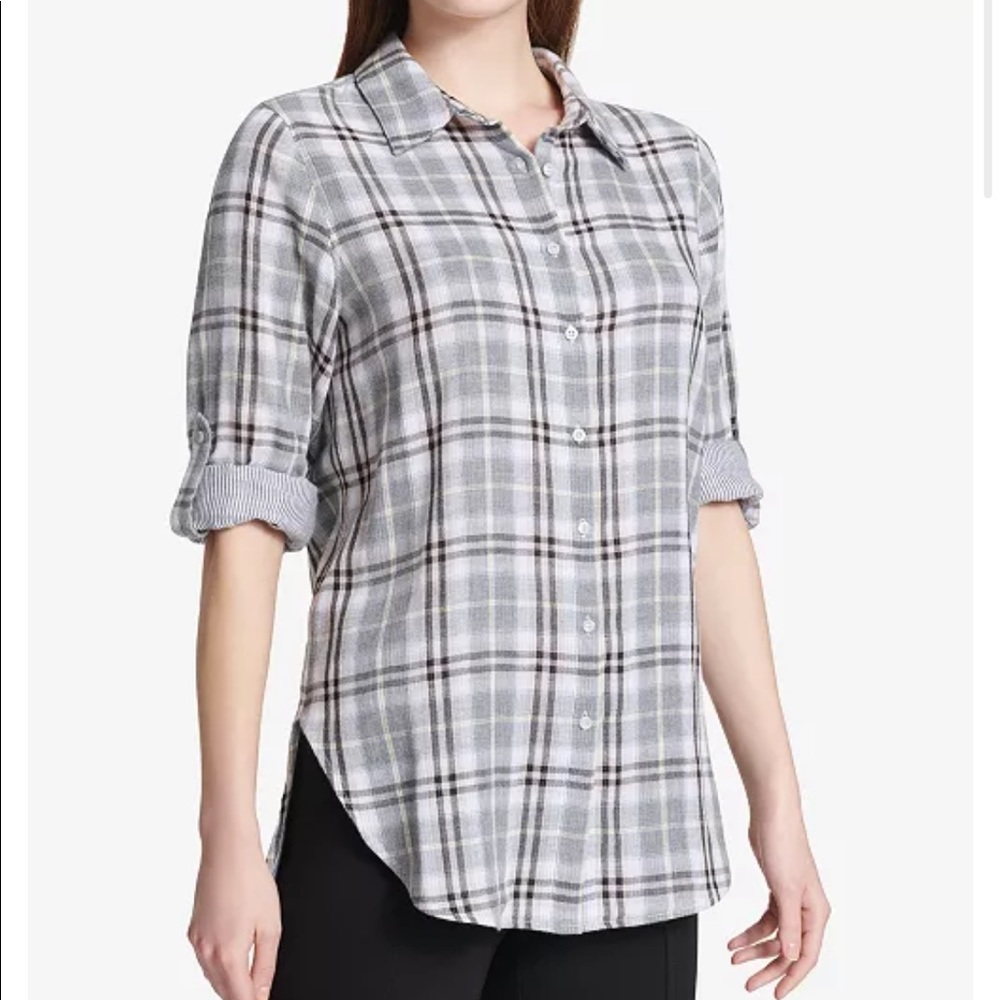 Calvin Klein Women’s Gray Plaid Shirt